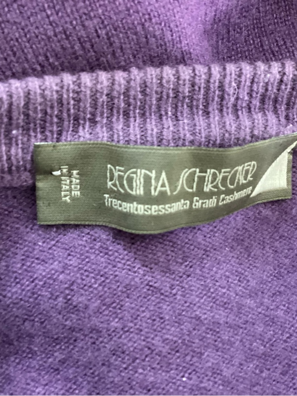 Regina Schrecker Cashmere Crewneck Sweater Italy Purple Lg - Picture 5 of 6